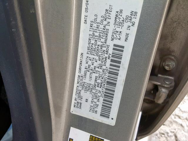 JTLKT334350177167 - 2005 TOYOTA SCION XB 银色 照片 10