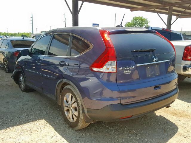 5J6RM3H79CL007704 - 2012 HONDA CR-V EXL BLUE photo 3