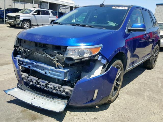 2FMDK3JC3EBA10822 - 2014 FORD EDGE SEL BLUE photo 2