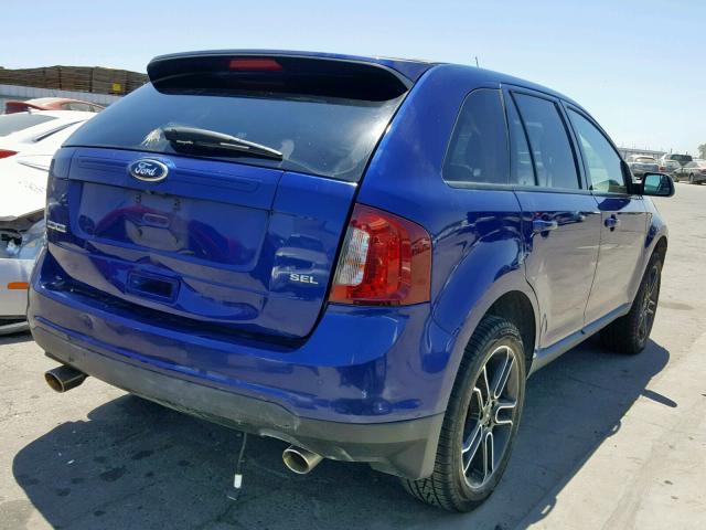 2FMDK3JC3EBA10822 - 2014 FORD EDGE SEL BLUE photo 4