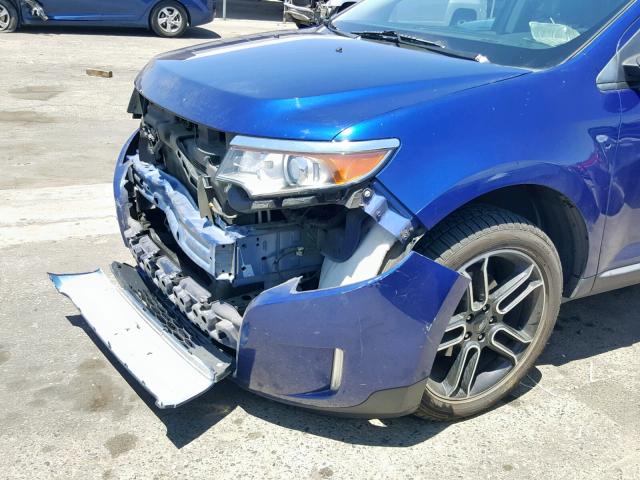 2FMDK3JC3EBA10822 - 2014 FORD EDGE SEL BLUE photo 9