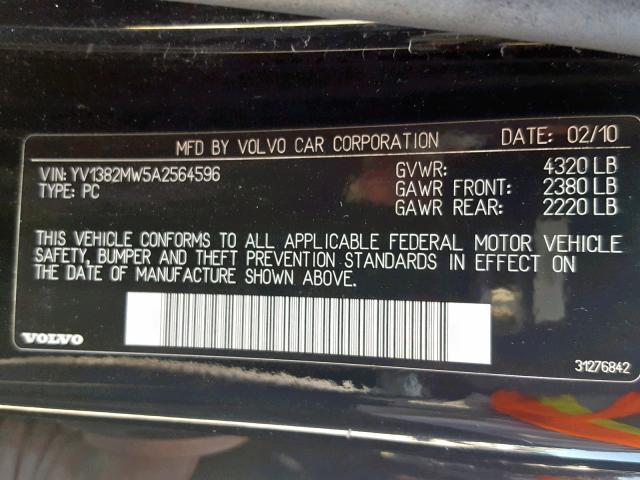 YV1382MW5A2564596 - 2010 VOLVO V50 2.4I BLACK photo 10