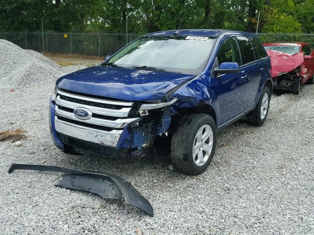 2FMDK3JC1EBB85392 - 2014 FORD EDGE SEL BLUE photo 2