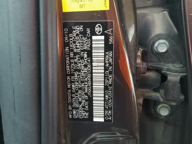 JTKKU4B49B1008141 - 2011 TOYOTA SCION XD BROWN photo 10