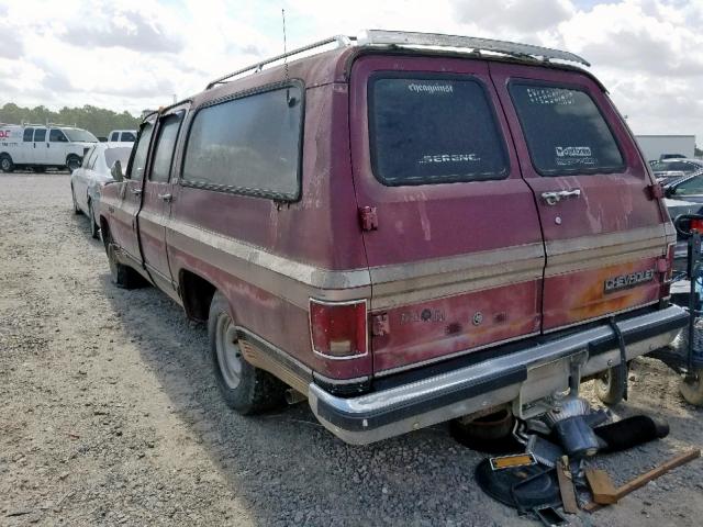 1GCER16K9KF131423 - 1989 CHEVROLET SUBURBAN R MAROON photo 3