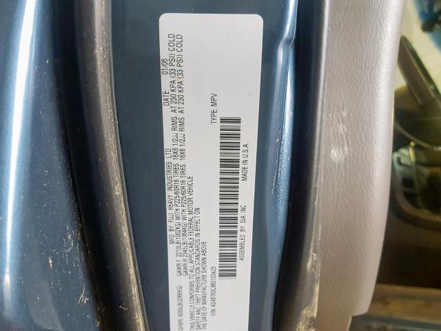 4S4BT63C865103425 - 2006 SUBARU BAJA TURBO BLUE photo 10