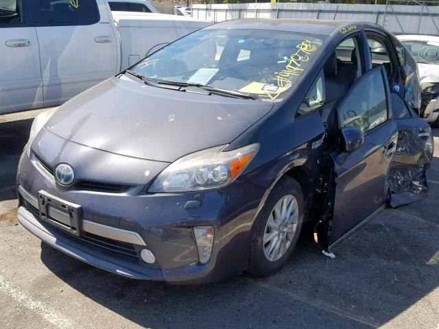 JTDKN3DP5C3010495 - 2012 TOYOTA PRIUS PLUG GRAY photo 2