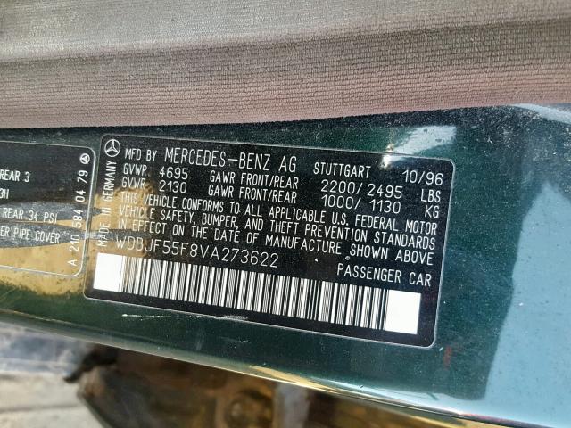 WDBJF55F8VA273622 - 1997 MERCEDES-BENZ E 320 GREEN photo 10