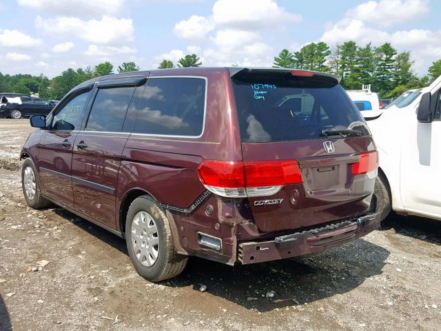 5FNRL38219B044996 - 2009 HONDA ODYSSEY LX MAROON photo 3