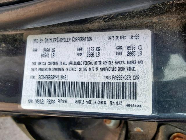 2C3HE66G9YH119401 - 2000 CHRYSLER 300M CHARCOAL photo 10