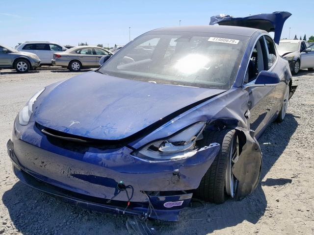 5YJ3E1EB7JF121903 - 2018 TESLA MODEL 3 BLUE photo 2