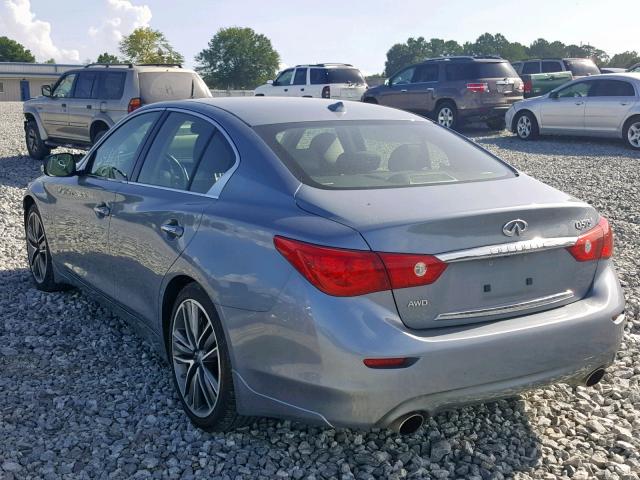 JN1AV7AR0EM701989 - 2014 INFINITI Q50 HYBRID BLUE photo 3