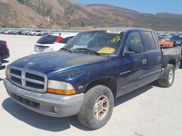 1B7GL2AN5YS733897 - 2000 DODGE DAKOTA QUA BLUE photo 2