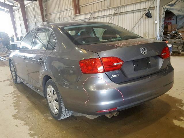 3VW2K7AJ5CM342254 - 2012 VOLKSWAGEN JETTA BASE GRAY photo 3