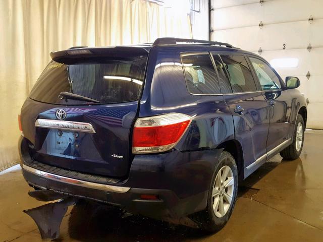 5TDBK3EH5DS217341 - 2013 TOYOTA HIGHLANDER BLUE photo 4