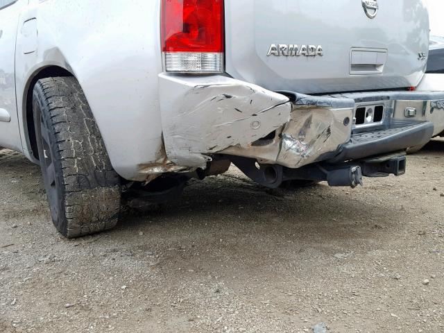 5N1AA08A75N722411 - 2005 NISSAN ARMADA SE SILVER photo 9