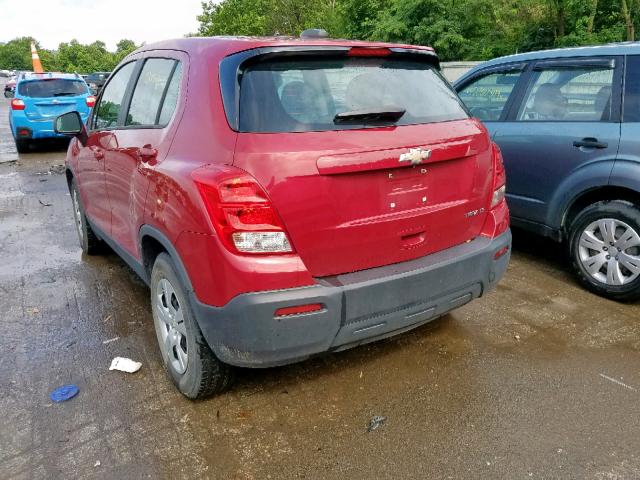 KL7CJKSB1FB059816 - 2015 CHEVROLET TRAX LS RED photo 3