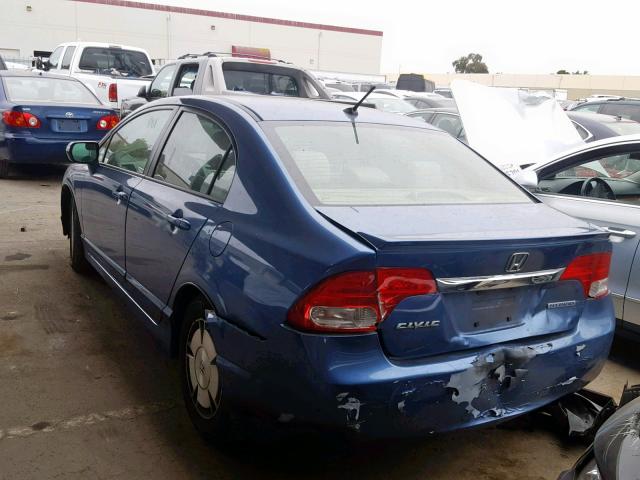 JHMFA36209S004535 - 2009 HONDA CIVIC HYBR BLUE photo 3