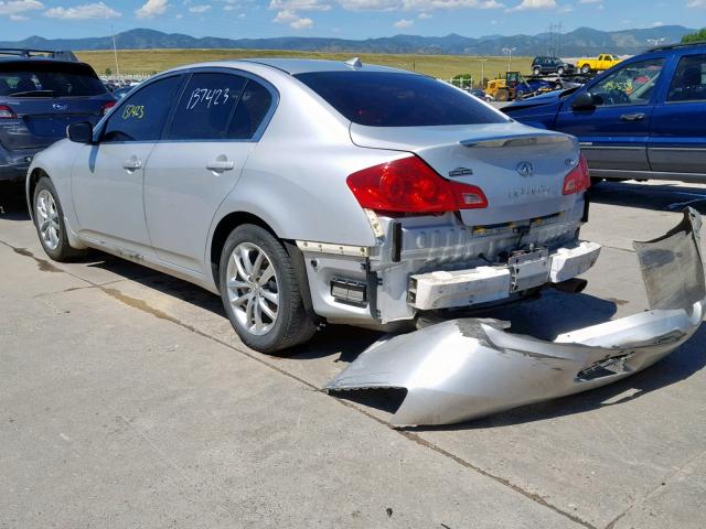 JNKCV61F89M053330 - 2009 INFINITI G37 SILVER photo 3