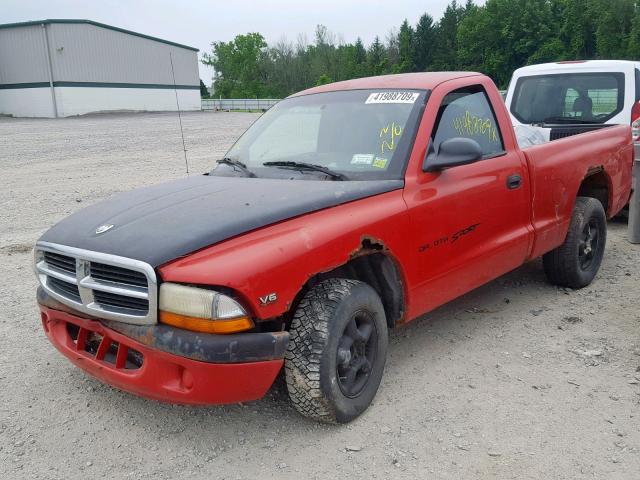 1B7FL26X2XS126490 - 1999 DODGE DAKOTA RED photo 2