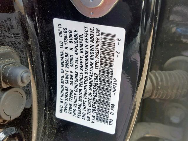 19XFB2F93DE051642 - 2013 HONDA CIVIC EXL 黑色 照片 10