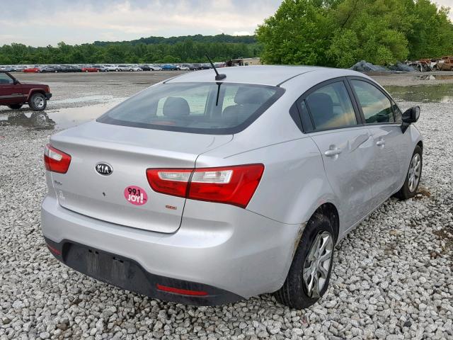 KNADM4A34D6154314 - 2013 KIA RIO LX SILVER photo 4