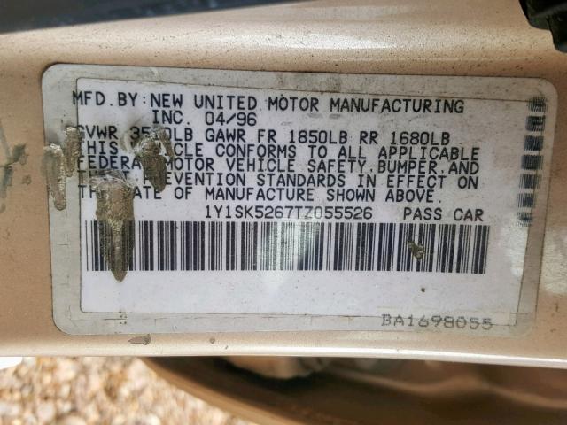 1Y1SK5267TZ055526 - 1996 GEO PRIZM BASE BEIGE photo 10