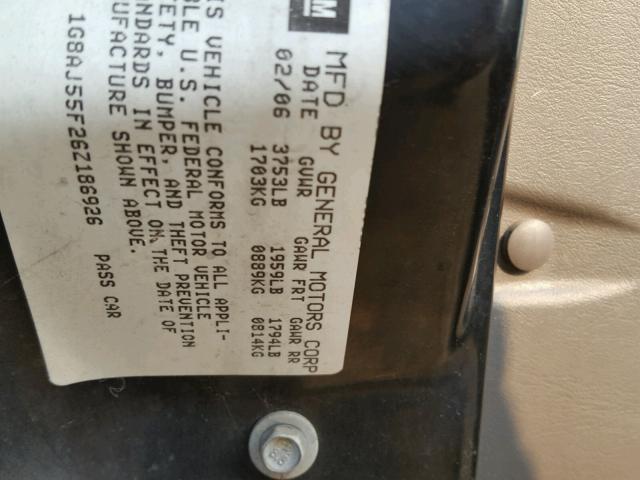 1G8AJ55F26Z186926 - 2006 SATURN ION LEVEL BLACK photo 10