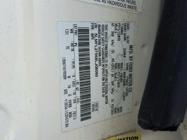 5LMFL27568LJ08060 - 2008 LINCOLN NAVIGATOR 白色 照片 10