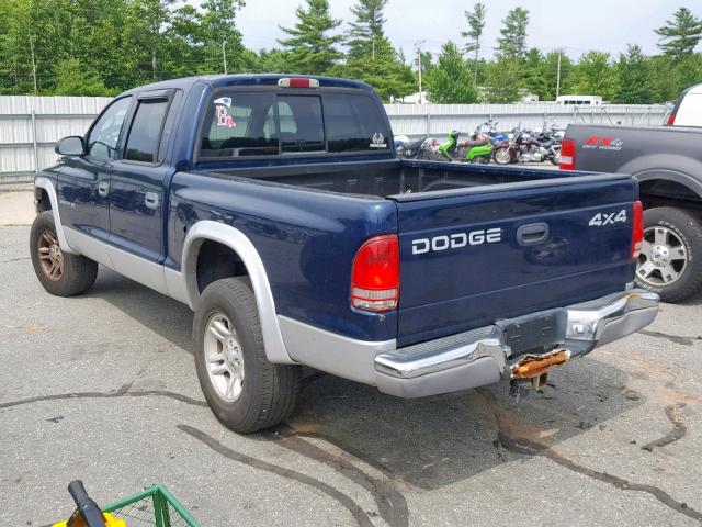 1B7HG2AN81S329104 - 2001 DODGE DAKOTA QUA BLUE photo 3