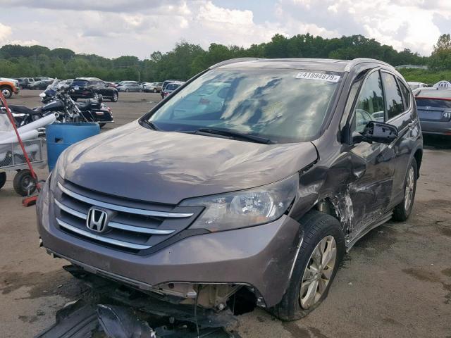 2HKRM4H76EH648103 - 2014 HONDA CR-V EXL GRAY photo 2