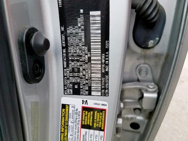 4T3ZE11A69U020025 - 2009 TOYOTA VENZA SILVER photo 10