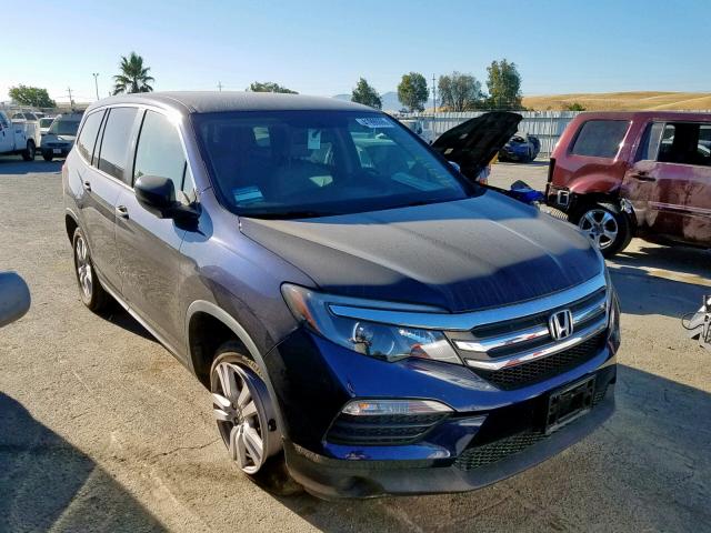 5FNYF6H16GB008794 - 2016 HONDA PILOT LX BLUE photo 1