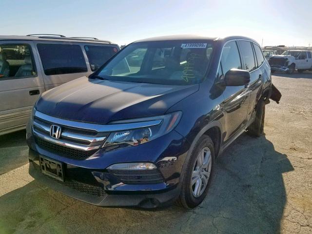 5FNYF6H16GB008794 - 2016 HONDA PILOT LX BLUE photo 2