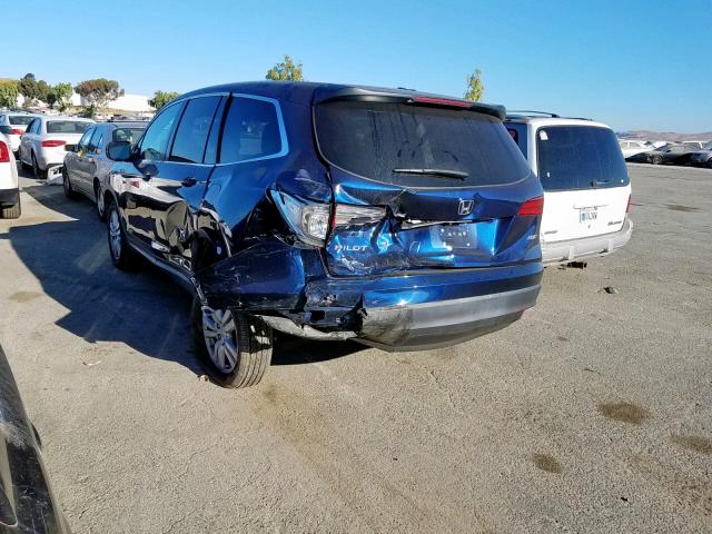 5FNYF6H16GB008794 - 2016 HONDA PILOT LX BLUE photo 3