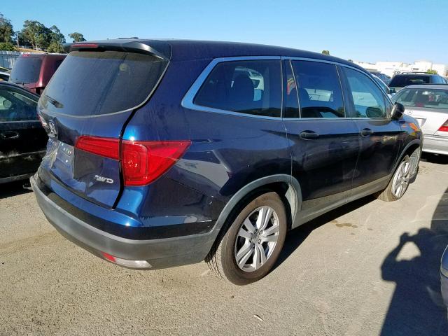 5FNYF6H16GB008794 - 2016 HONDA PILOT LX BLUE photo 4