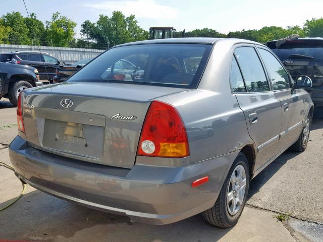 KMHCG45C75U579826 - 2005 HYUNDAI ACCENT GL GRAY photo 4