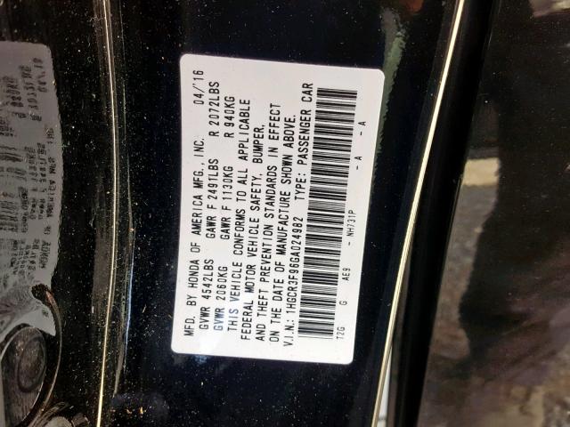 1HGCR3F96GA024982 - 2016 HONDA ACCORD TOU BLACK photo 10