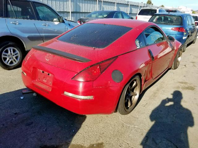 JN1AZ34D34T164729 - 2004 NISSAN 350Z COUPE RED photo 4