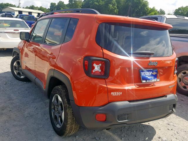 ZACCJAAT7GPD86557 - 2016 JEEP RENEGADE S ნარინჯისფერი ფოტო 3