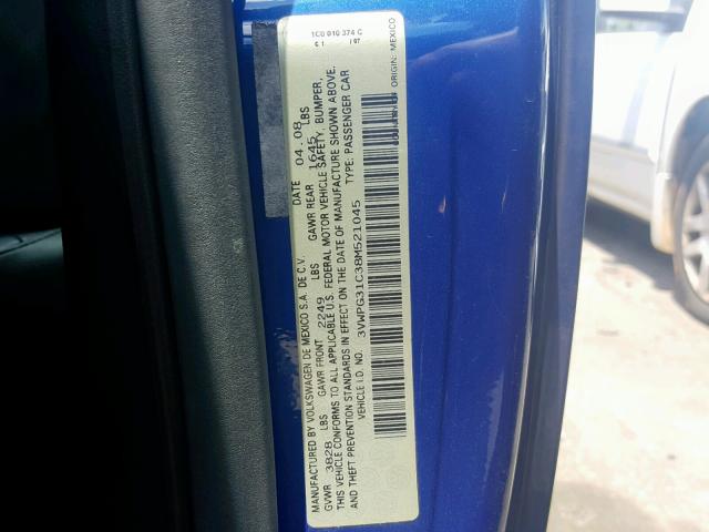 3VWPG31C38M521045 - 2008 VOLKSWAGEN NEW BEETLE BLUE photo 10