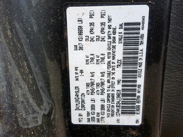 1D7HA18D34J194610 - 2004 DODGE RAM 1500 S GRAY photo 10