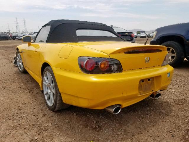 JHMAP21404T002735 - 2004 HONDA S2000 YELLOW photo 3