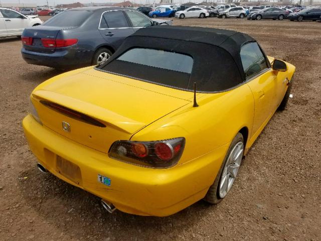 JHMAP21404T002735 - 2004 HONDA S2000 YELLOW photo 4