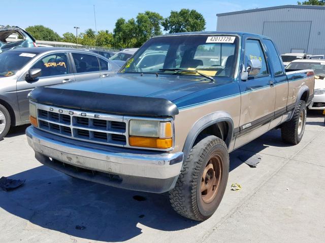 1B7GL23X0PS253389 - 1993 DODGE DAKOTA GREEN photo 2