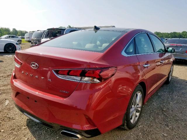 5NPE34AF1JH718510 - 2018 HYUNDAI SONATA SPO RED photo 4