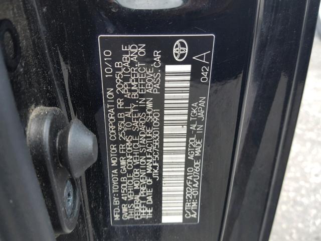 JTKJF5C75B3010901 - 2011 TOYOTA SCION TC 黑色 照片 10