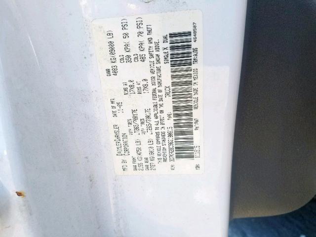 3D7KR28C96G180615 - 2006 DODGE RAM 2500 S თეთრი ფოტო 10