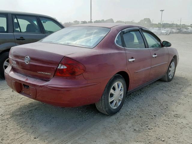 2G4WC532451338777 - 2005 BUICK LACROSSE C BURGUNDY photo 4