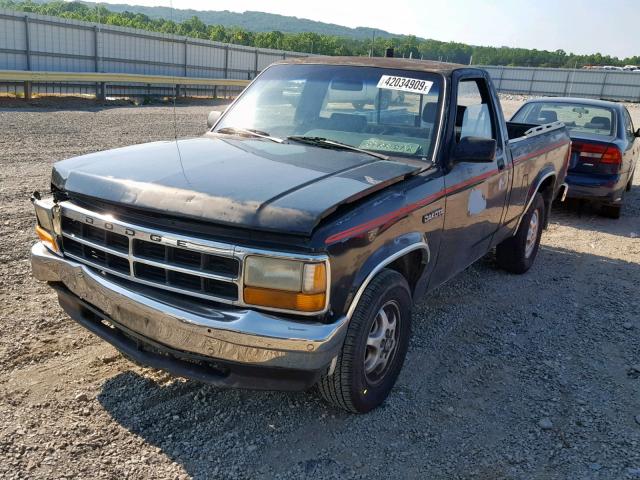 1B7FL26X0PS101121 - 1993 DODGE DAKOTA BLACK photo 2